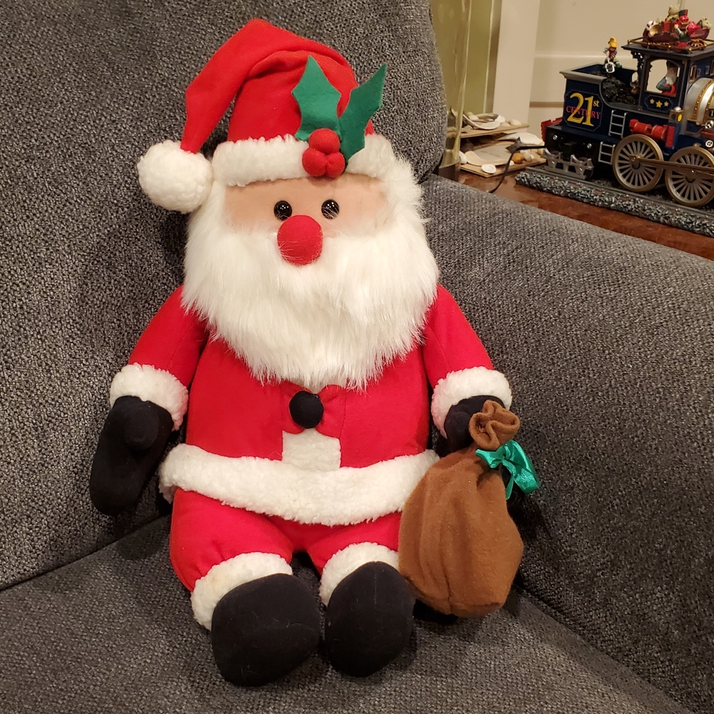 Red and White Plush Santa Claus Holiday Decor